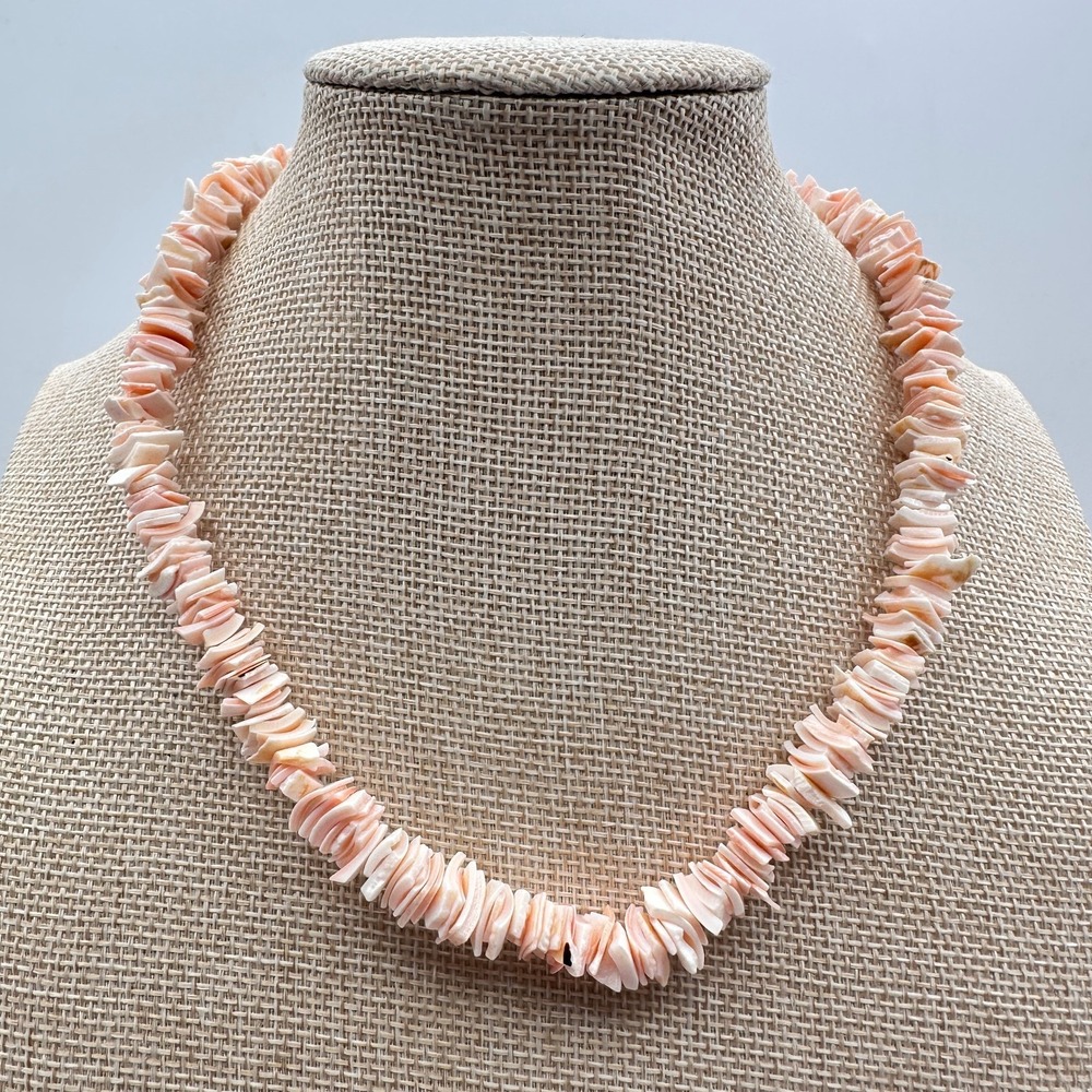 Vintage Y2K Pink Heishe Shell Chip Necklace Boho Women's Classic Fashion Jewelry